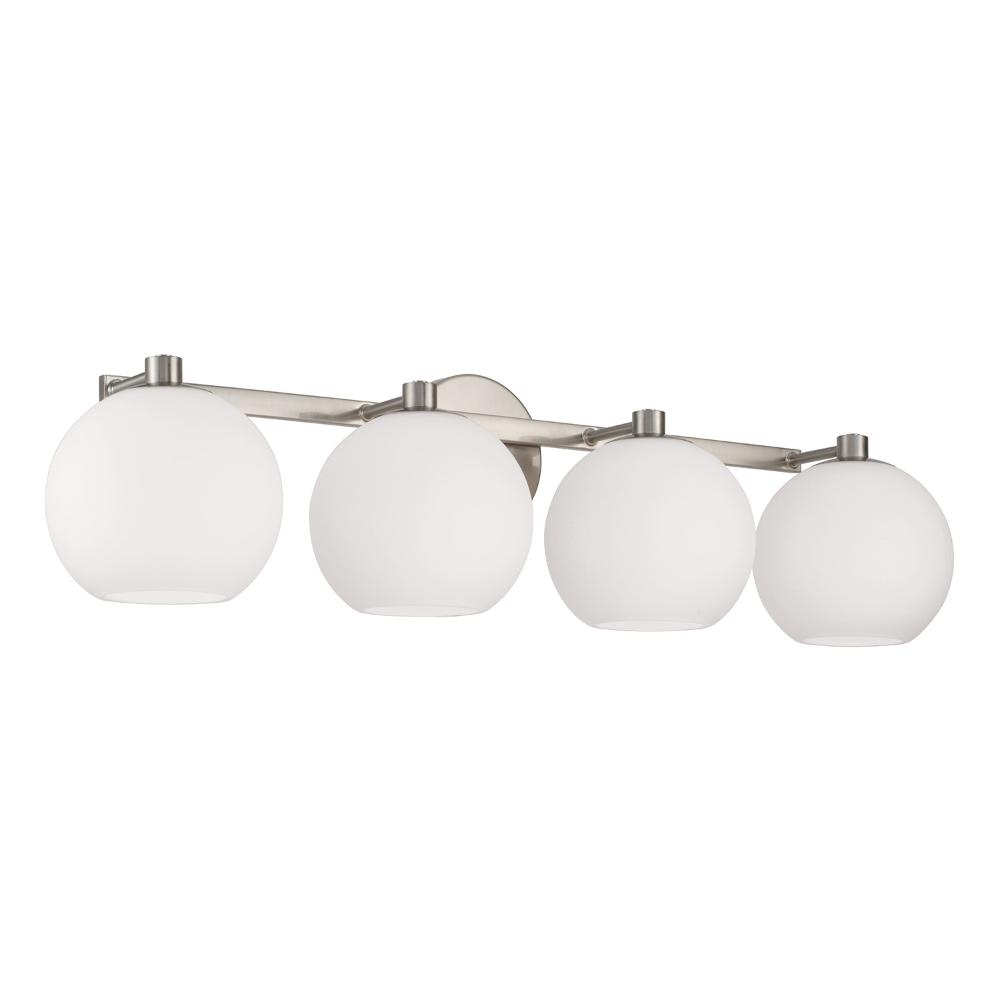 Capital Lighting 152141BN-548 31"W x 8"H 4-Light Circular Globe Vanity in Brushed Nickel with Soft White Glass