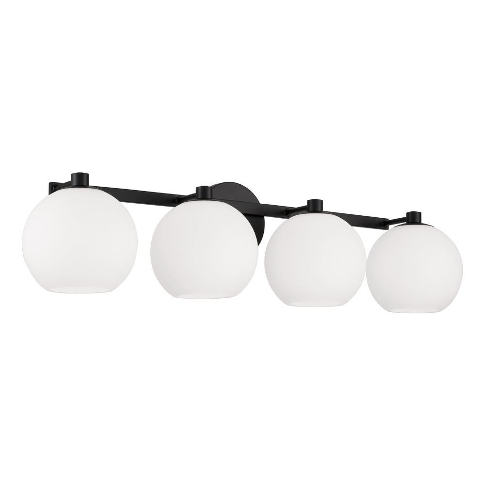 Capital Lighting 152141MB-548 31"W x 8"H 4-Light Circular Globe Vanity in Matte Black with Soft White Glass