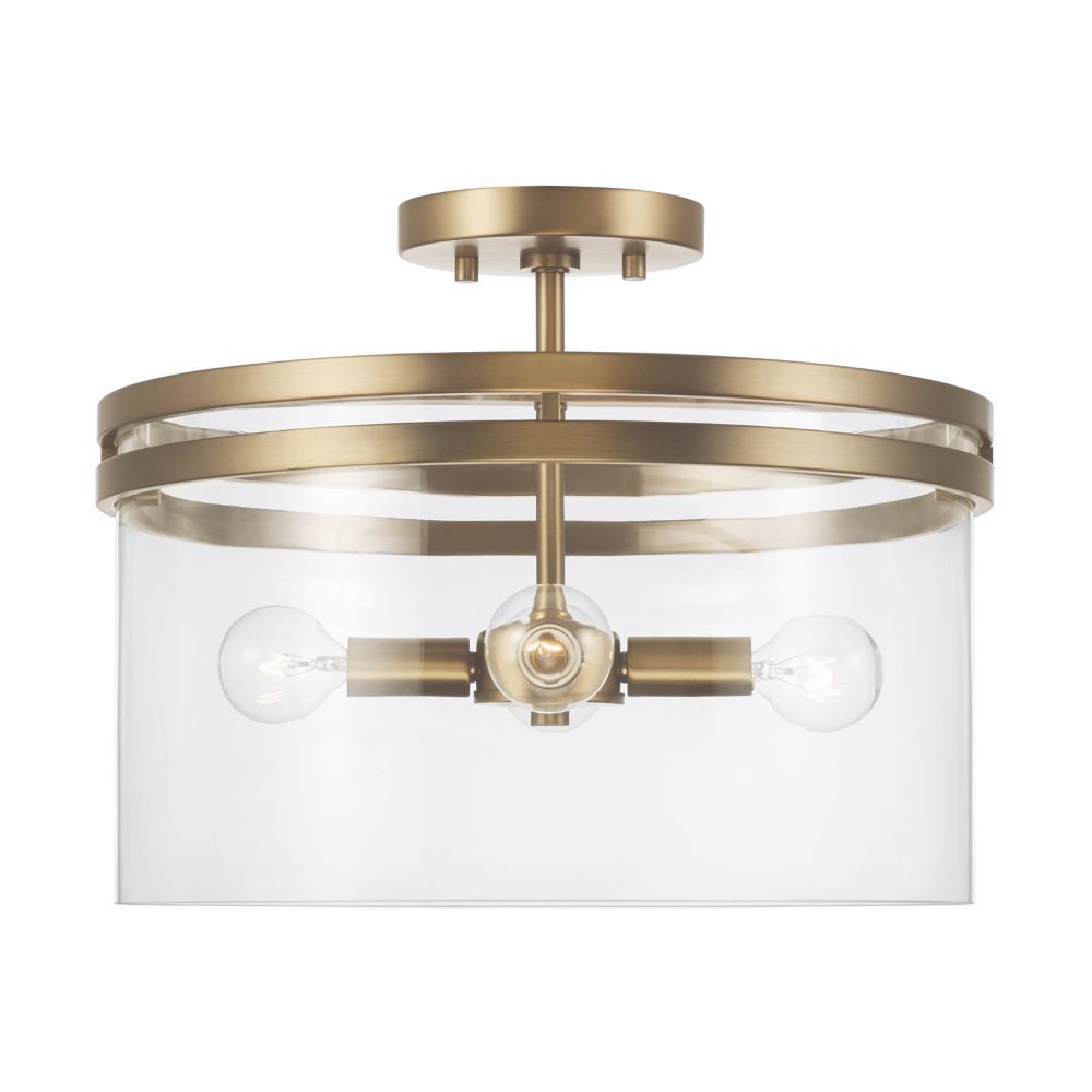 HomePlace Lighting 248741AD 4-Light Semi-Flush in Aged Brass