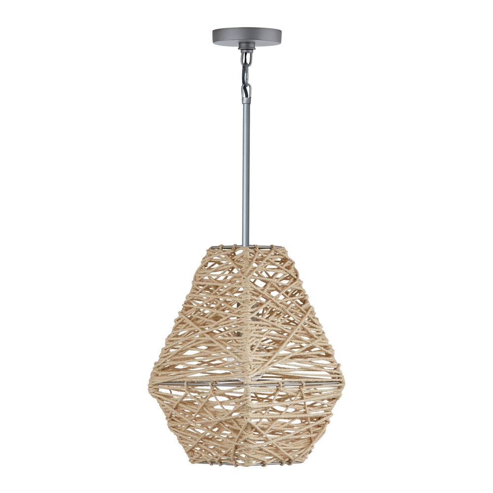 Capital Lighting 335213NY  1 Light Pendant in Natural Jute and Grey