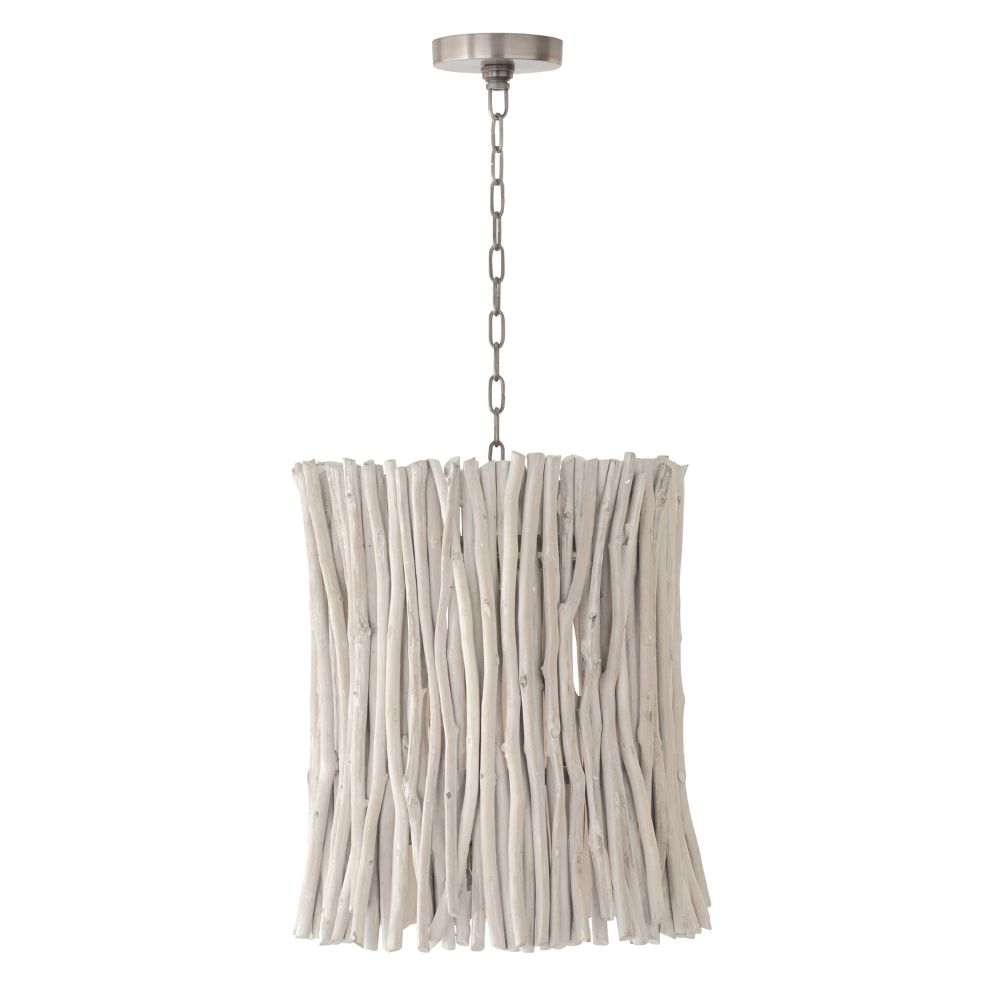 Capital Lighting 340242PP 15.5" W x 18" H 4-Light Medium Pendant in Brushed Pewter made with Handcrafted Eucalyptus