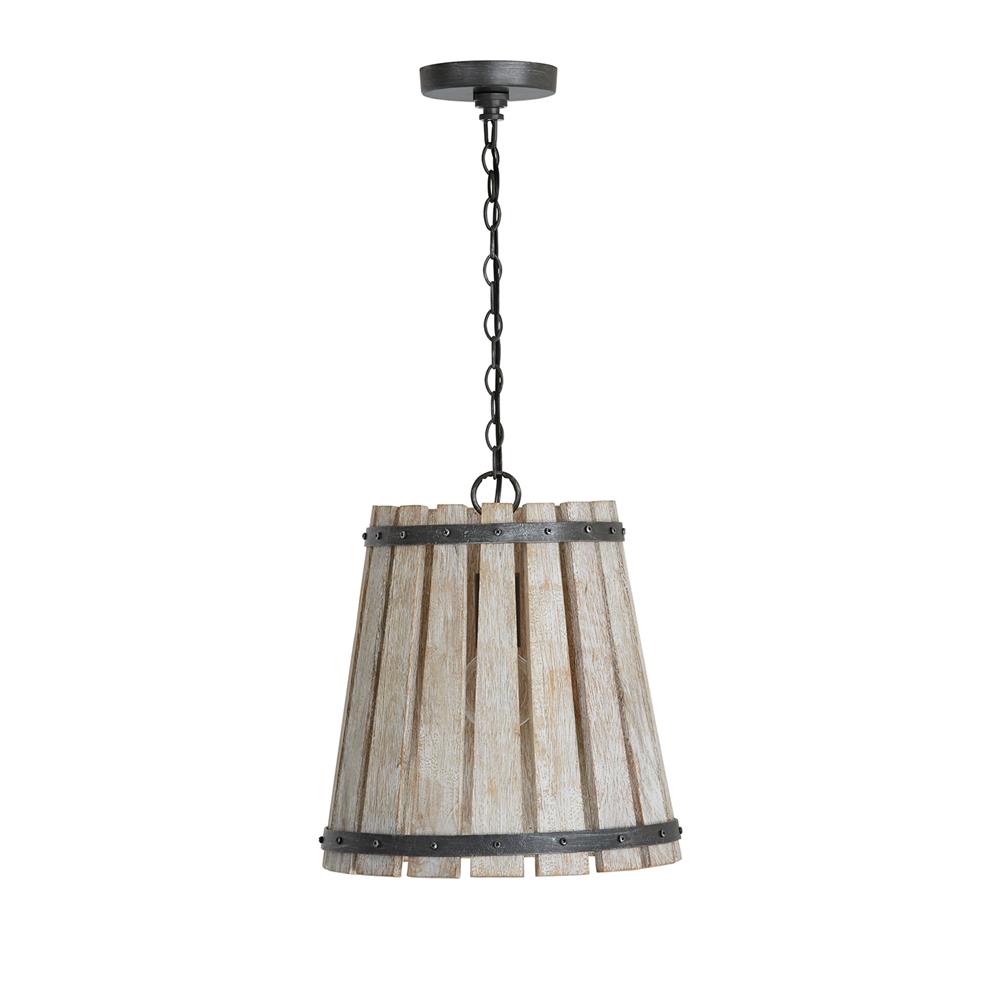 Capital Lighting 340411WN Remi 1 Light Pendant in Brushed White Wash And Nordic Iron