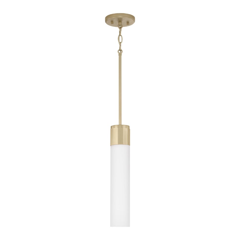 Capital Lighting 346211SF 3" W x 16.5" H 1-Light Mini Pendant in Soft Gold with Soft White Glass