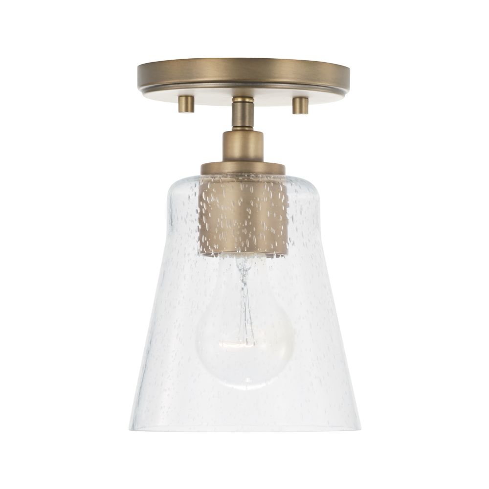 HomePlace Lighting 346911AD-533 5.5" W x 8" H 1-Light Mini Pendant in Aged Brass with Clear Seeded Glass