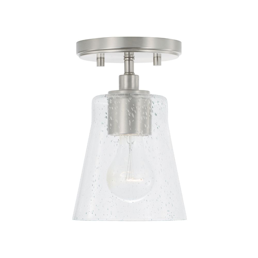 HomePlace Lighting 346911BN-533 5.5" W x 8" H 1-Light Mini Pendant in Brushed Nickel with Clear Seeded Glass
