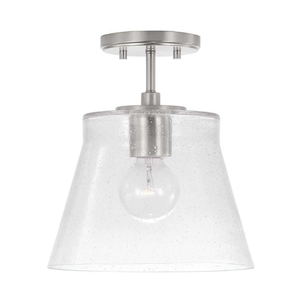 HomePlace Lighting 346912BN 10.5" W x 11" H 1-Light Small Pendant in Brushed Nickel with Clear Seeded Glass