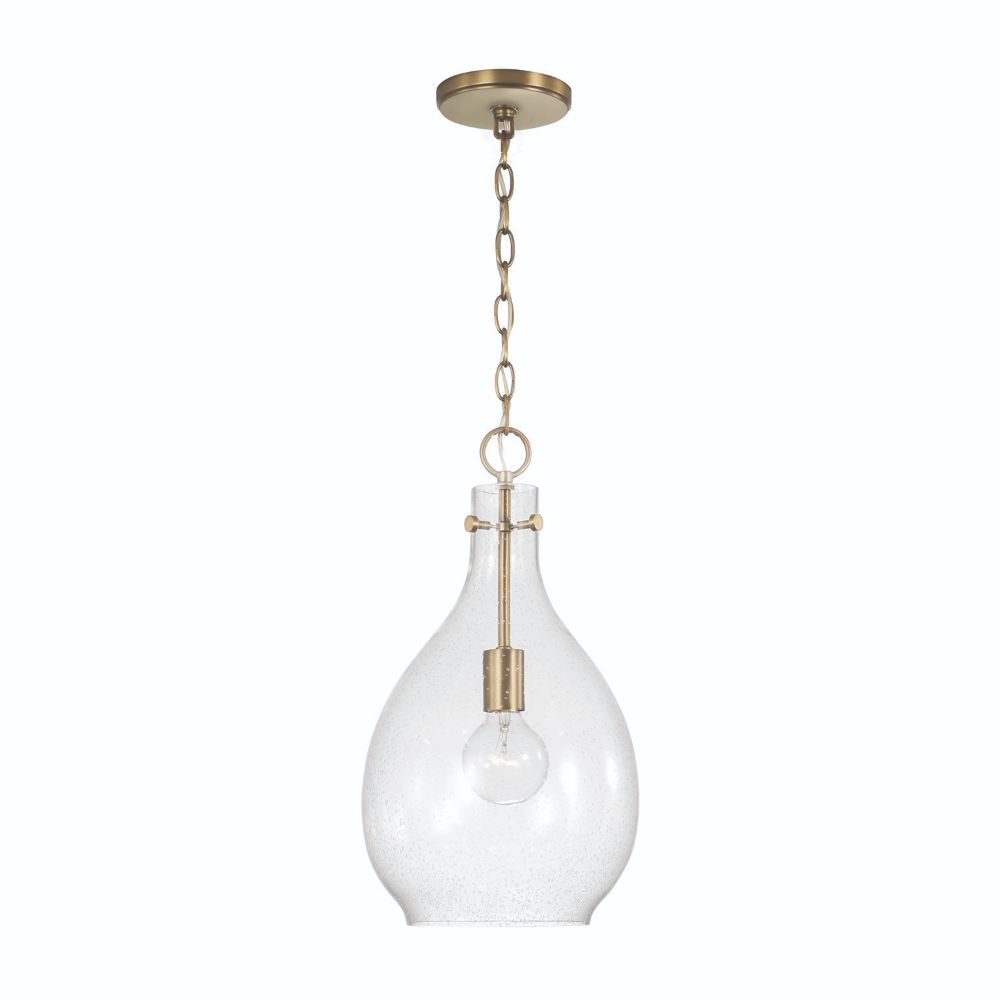 HomePlace Lighting 349011AD 1-Light Pendant in Aged Brass