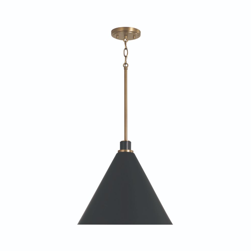 Capital Lighting 350112AB 1-Light Pendant in Aged Brass and Black