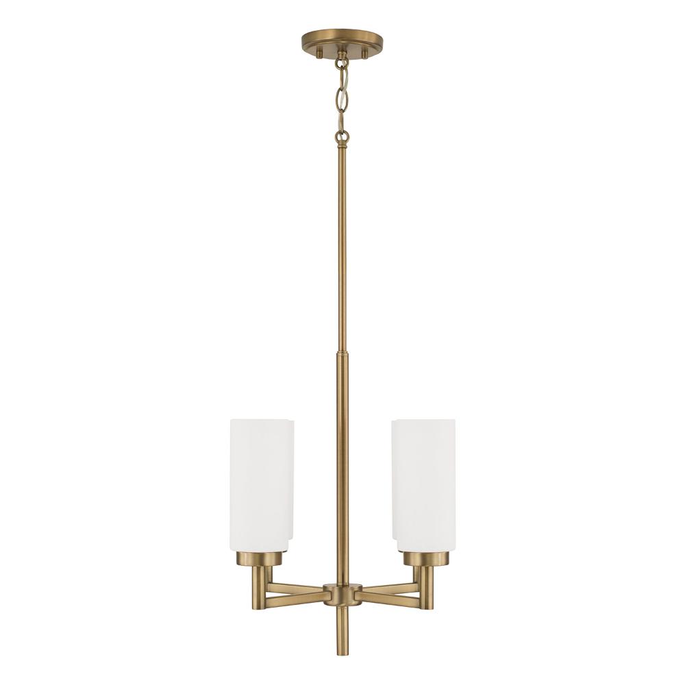 Capital Lighting 351741AD 16.25"W x 17.25"H 4-Light Cylindrical Chandelier Pendant in Aged Brass with Faux Alabaster Glass