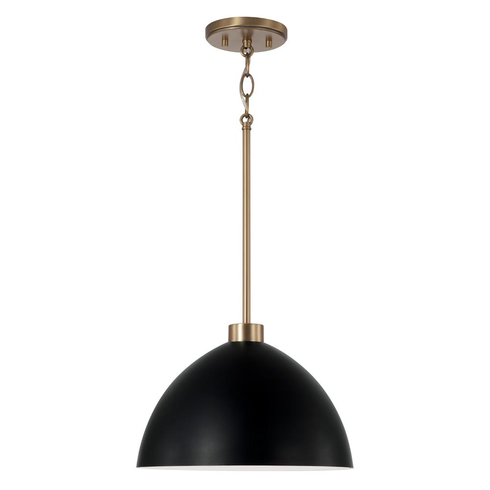 Capital Lighting 352011AB 13"W x 8.75"H 1-Light Pendant in Aged Brass and Black