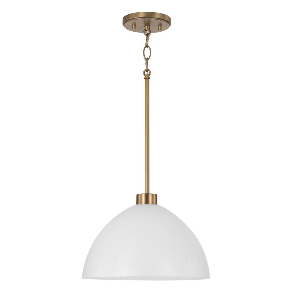 Capital Lighting 352011AW 13"W x 8.75"H 1-Light Pendant in Aged Brass and White