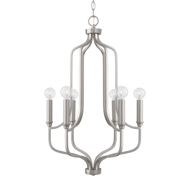 HomePlace by Capital Lighting 439261BN Reeves 6 Light Pendant in Brushed Nickel