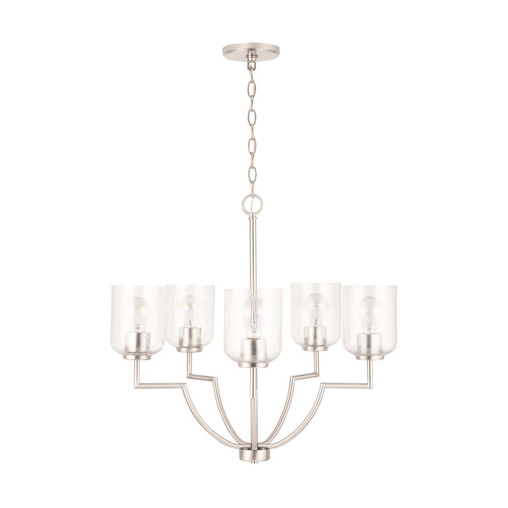 HomePlace by Capital Lighting 439351BN-500 Carter 5-Light Chandelier in Brushed Nickel
