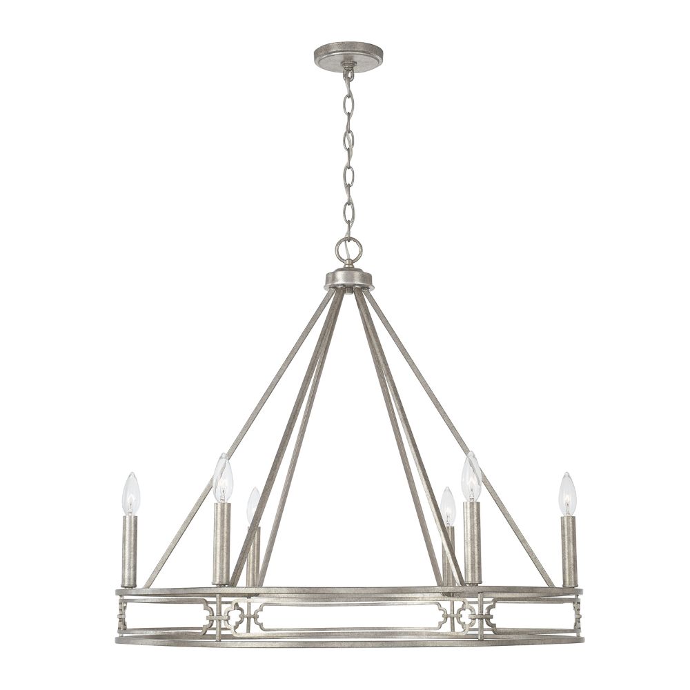 Capital Lighting 443461AS 6 Light Chandelier in Antique Silver
