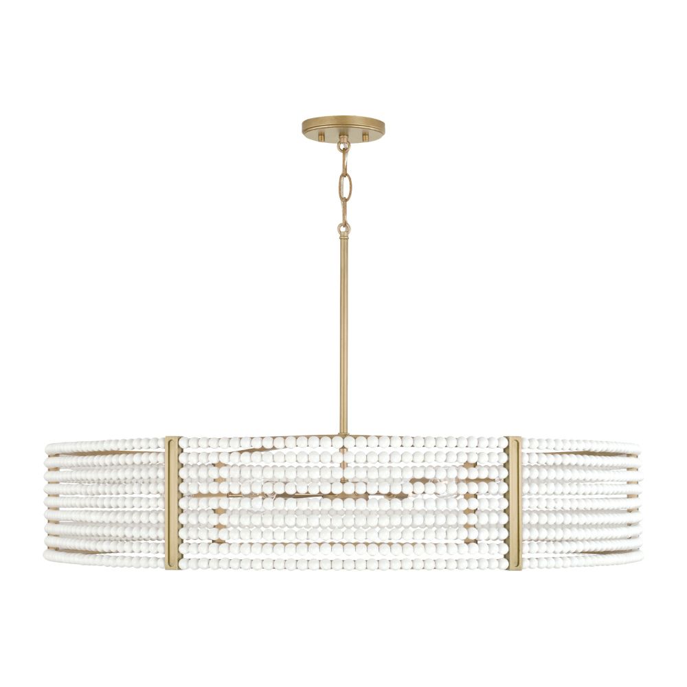 Capital Lighting 447161AP 35" W x 7" H 6-Light Chandelier in Aged Brass Painted with Painted Wooden Beads