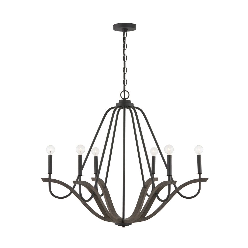 Capital Lighting 447661CK 6-Light Chandelier in Carbon Grey and Black Iron