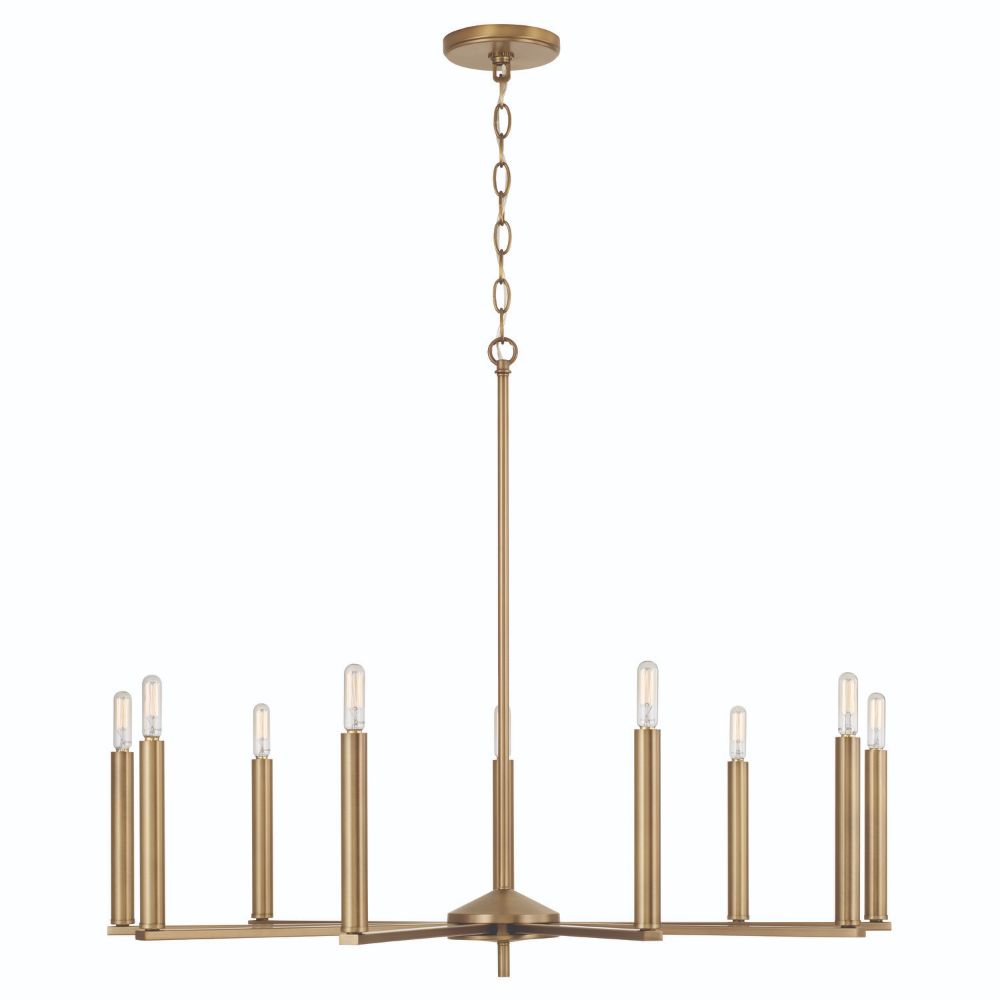 HomePlace Lighting 448691AD 9-Light Chandelier in Aged Brass