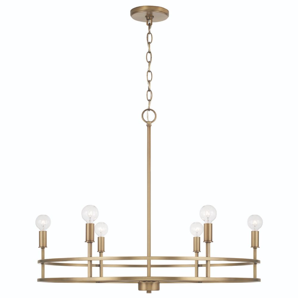 HomePlace Lighting 448761AD 6-Light Chandelier in Aged Brass