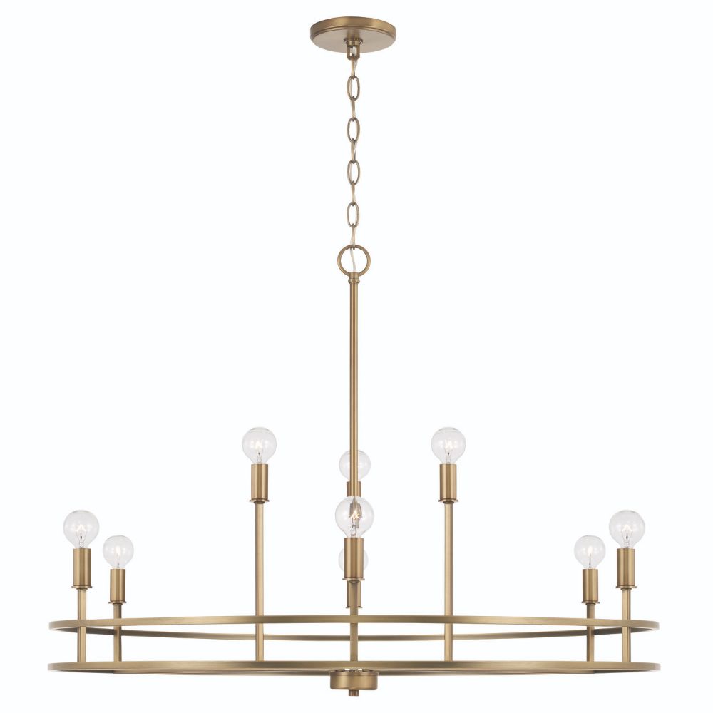 HomePlace Lighting 448791AD 9-Light Chandelier in Aged Brass