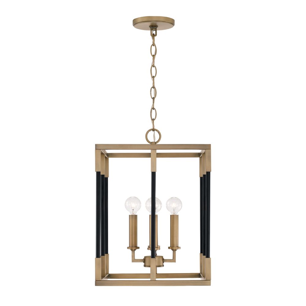 Capital Lighting 544741AB 13" W x 18" H 4-Light Small Foyer in Aged Brass and Black