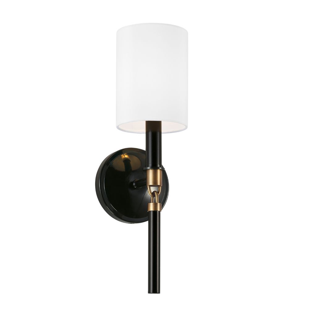 Capital Lighting 641911YA-700 1 Light Sconce in Glossy Black and Aged Brass