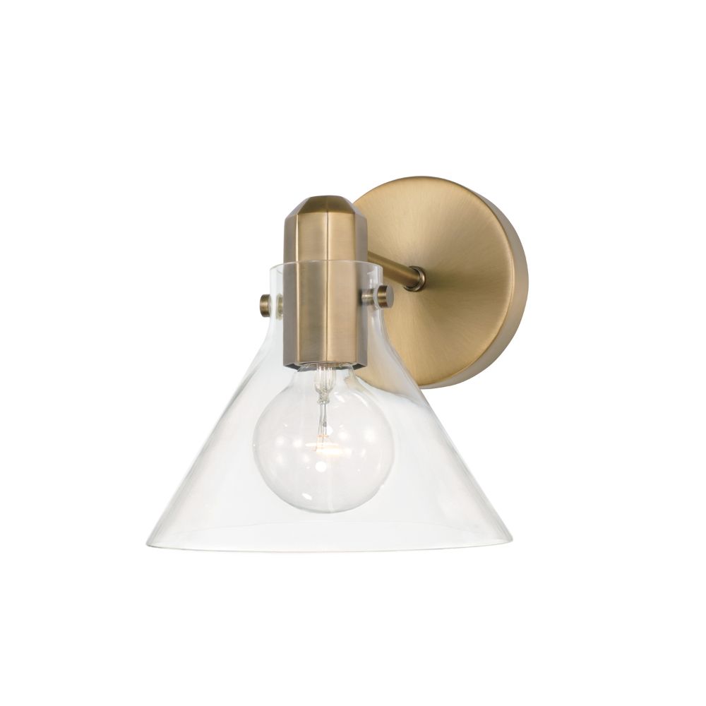 Capital Lighting 645811AD-528 8" W x 9" H 1-Light Sconce in Aged Brass with Clear Glass