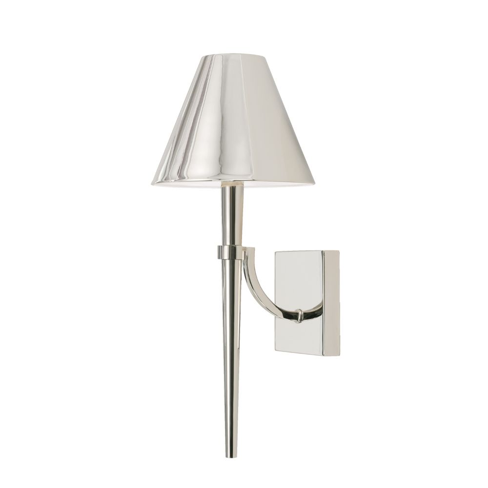 Capital Lighting 645911PN 8" W x 19" H 1-Light Sconce in Polished Nickel with Metal Shade with White Interior