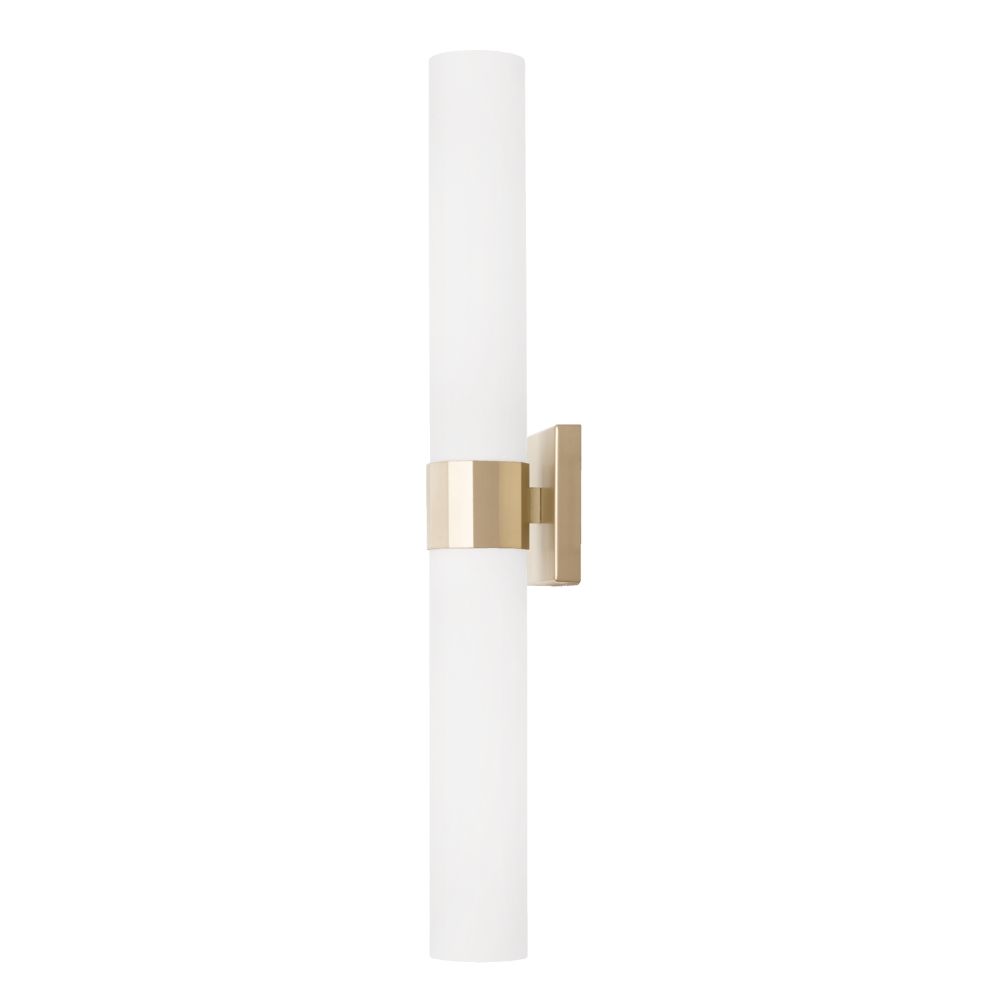 Capital Lighting 646221SF 5" W x 29" H 2-Light Dual Glass Sconce or Vanity Light in Soft Gold with 3" W Soft White Glass