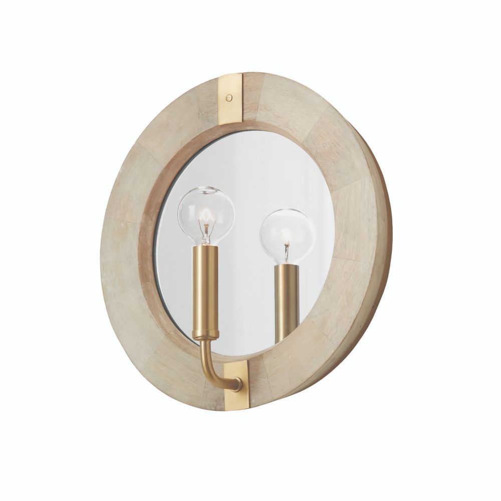 Capital Lighting 647311WS 1-Light Sconce in White Wash and Matte Brass