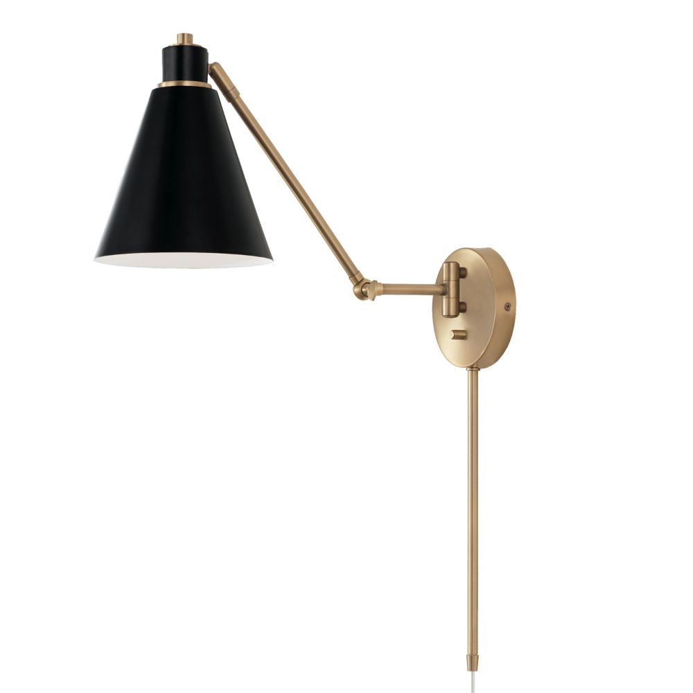 Capital Lighting 650111AB 1-Light Sconce in Aged Brass and Black