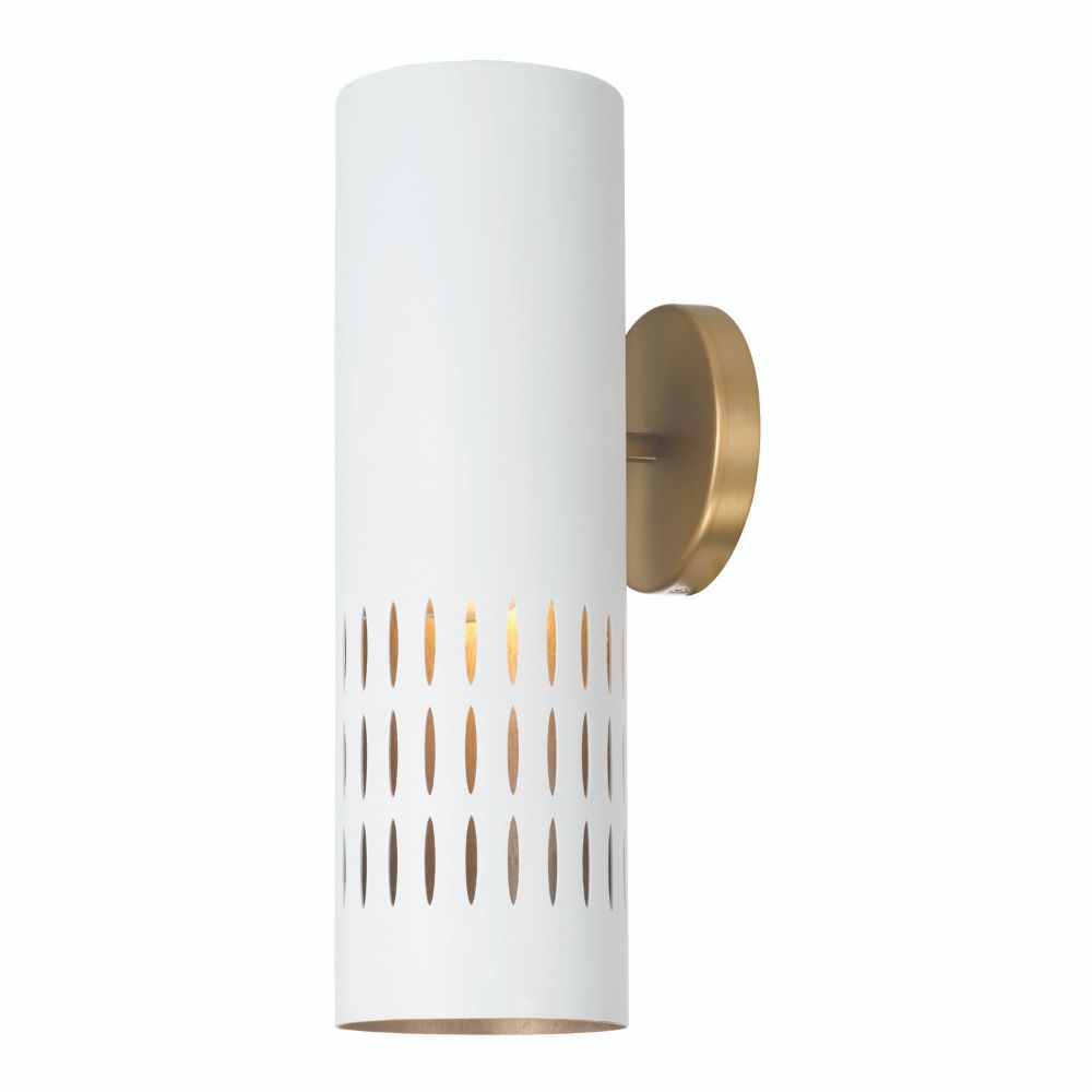 Capital Lighting 650211AW 1-Light Sconce in Aged Brass and White