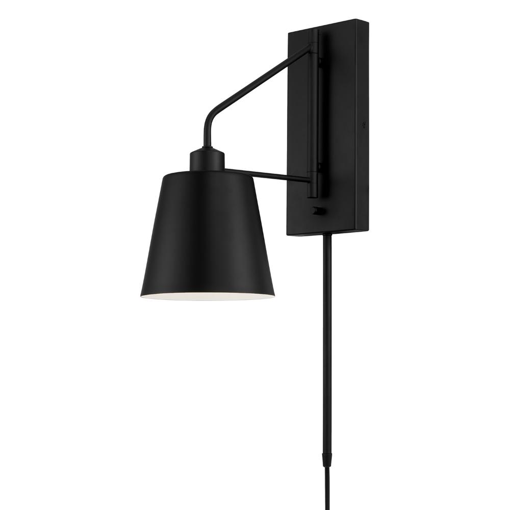Capital Lighting 651311MB 6.75"W x 24.50"H 1-Light Modern Metal Sconce in Matte Black with White Interior