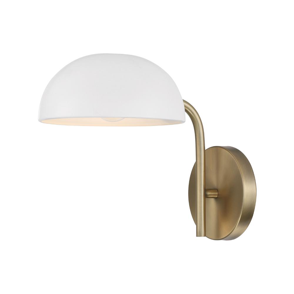 Capital Lighting 651411AW 7.25"W x 9.50"H 1-Light Sconce in Aged Brass and White