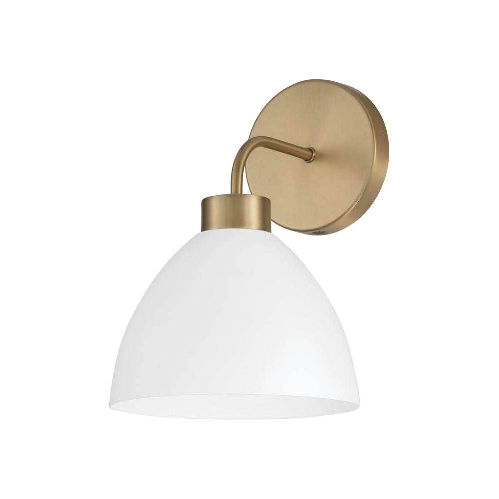 Capital Lighting 652011AW 7.50"W x 11"H 1-Light Sconce in Aged Brass and White