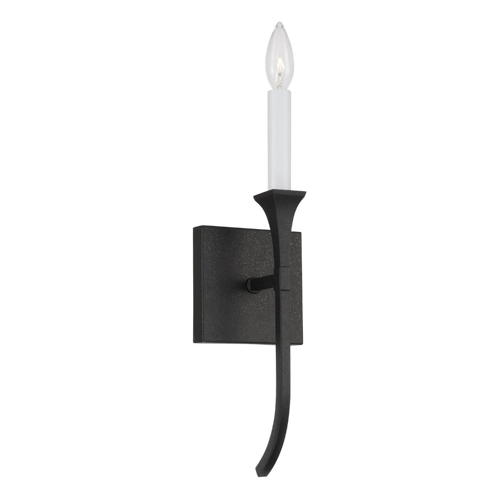 Capital Lighting 652311BI 5"W x 16.25"H 1-Light Sconce in Black Iron with Interchangeable White or Black Iron Candle Sleeve