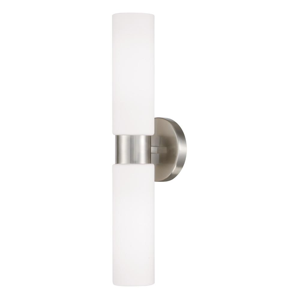 Capital Lighting 652621BN 5"W x 20.50"H 2-Light Dual Linear Sconce Bath Bar in Brushed Nickel with Soft White Glass