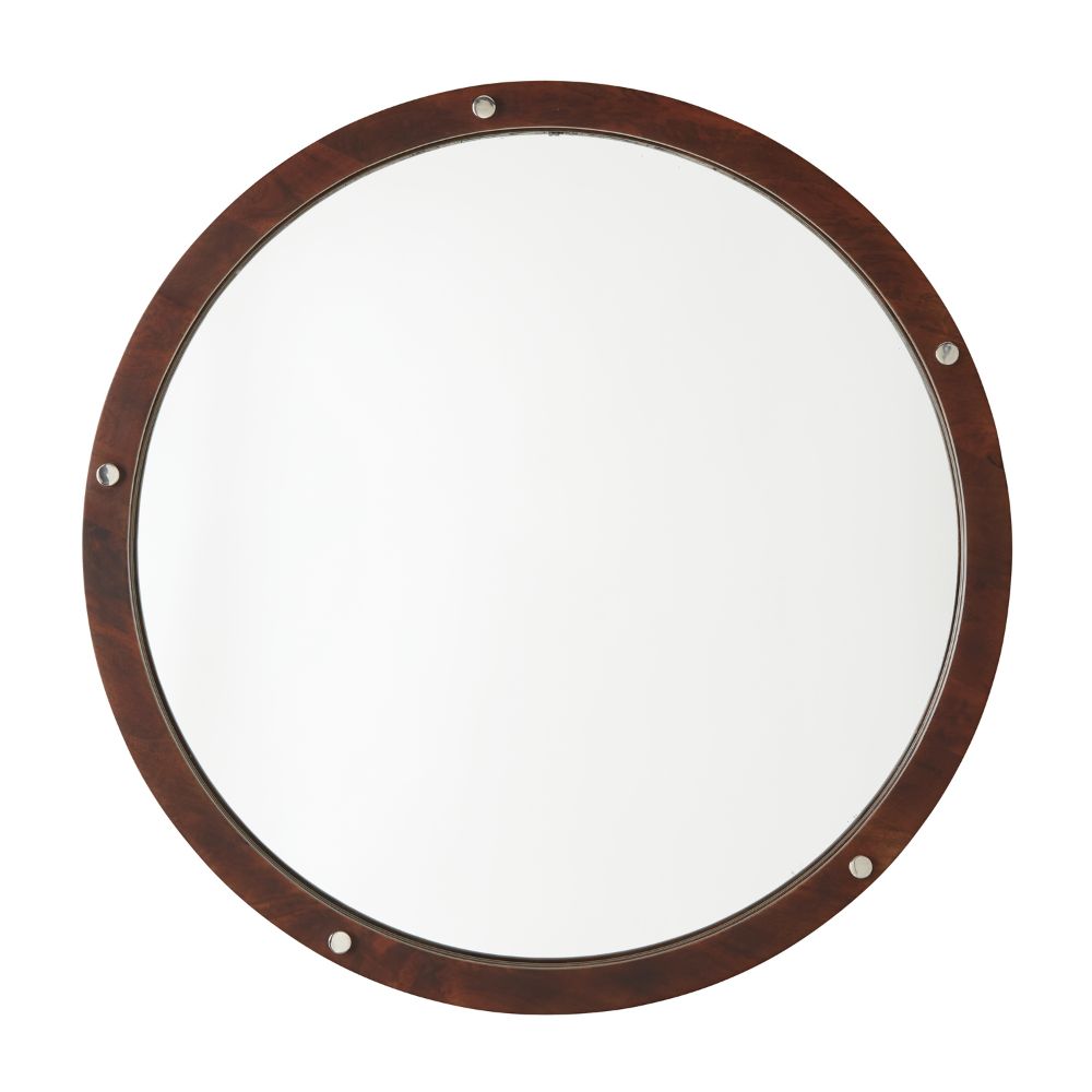 Capital Lighting 739901MM Decorative Wooden Frame Mirror in Dark Wood and Polished Nickel