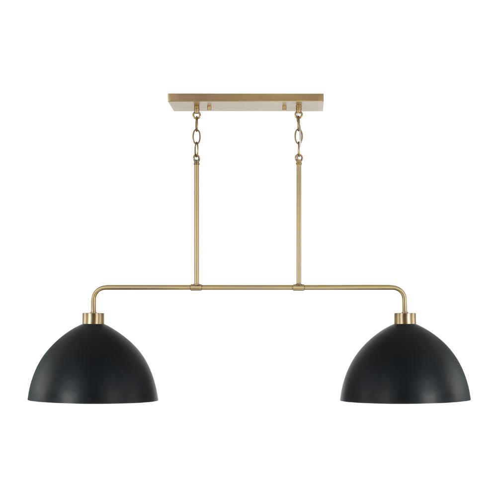 Capital Lighting 852021AB 44"W x 11.50"H 2-Light Linear Chandelier in Aged Brass and Black
