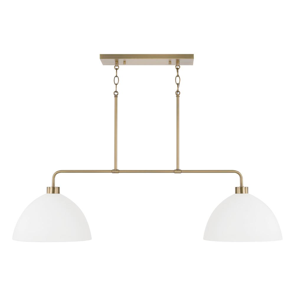 Capital Lighting 852021AW 44"W x 11.50"H 2-Light Linear Chandelier in Aged Brass and White