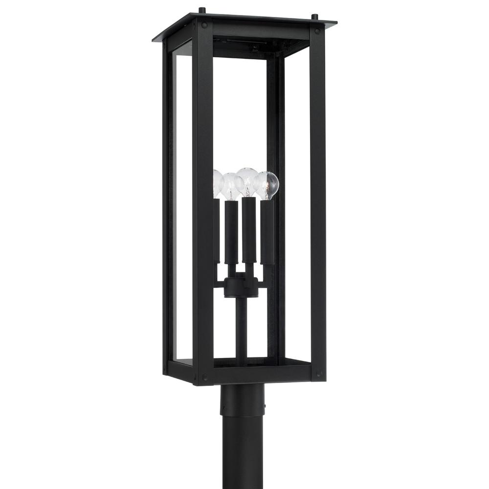 Capital Lighting 934643BK 11"W x 29"H 4-Light Post Lantern in Black with Clear Glass