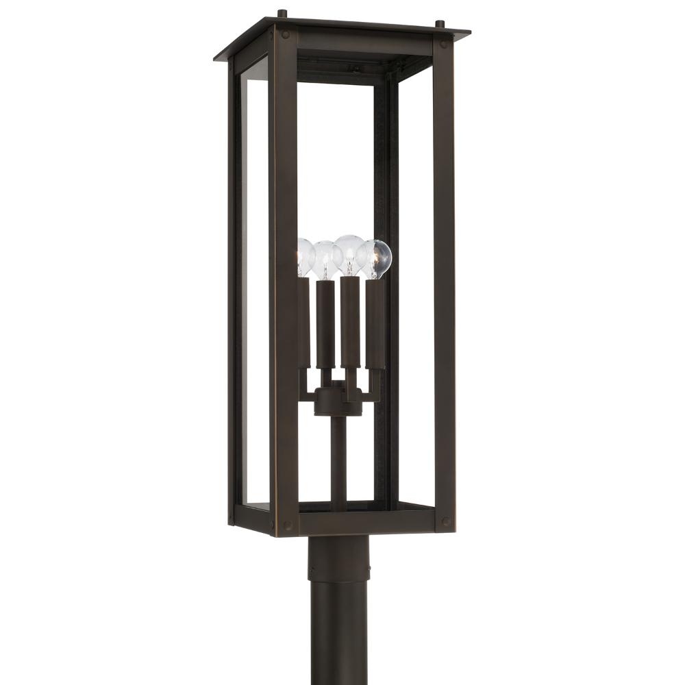 Capital Lighting 934643OZ 11"W x 29"H 4-Light Post Lantern in Oiled Bronze with Clear Glass