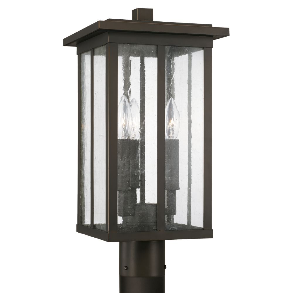 Capital Lighting 943835OZ 3 Light Outdoor Post Lantern in Oiled Bronze