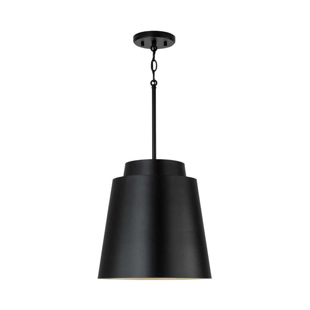 Aylan Home AAC1034MB 13"W x 13.25"H Pendant in Matte Black with Soft Gold Interior