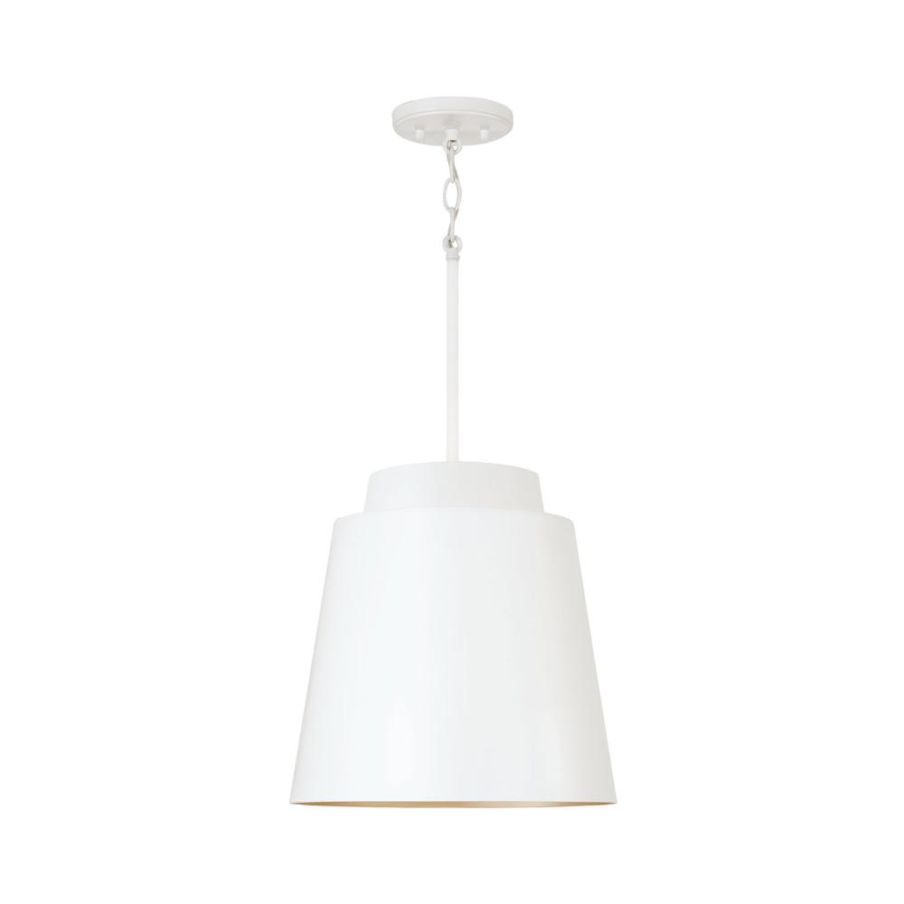 Aylan Home AAC1034WE 13"W x 13.25"H Pendant in Matte White with Soft Gold Interior