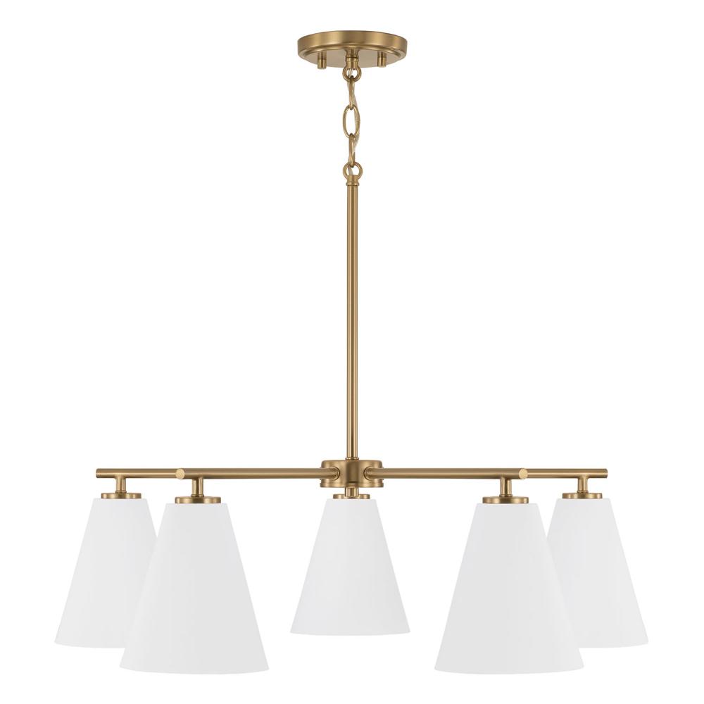 Aylan Home AAC1040RE 28"W x 8.25"H 5-Light Chandelier in Matte Brass and White