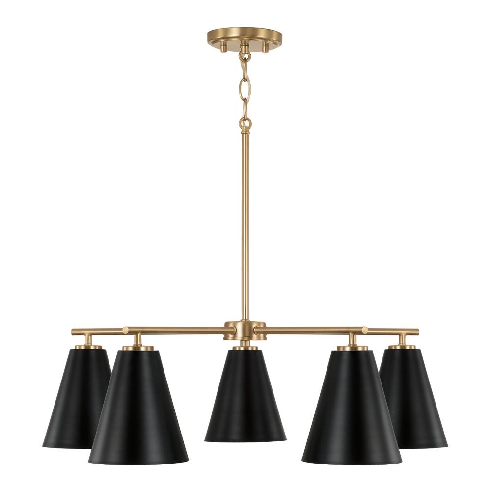 Aylan Home AAC1040RK 28"W x 8.25"H 5-Light Chandelier in Matte Brass and Black