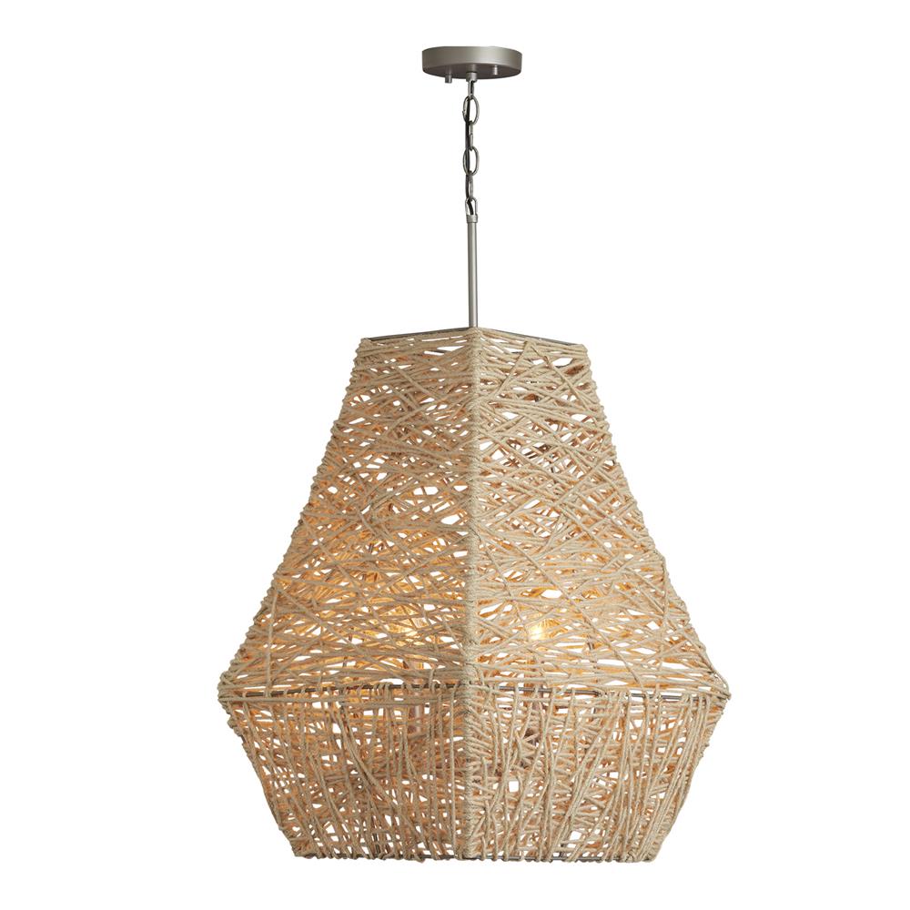 Capital Lighting 335241NY 19" 4 Light Pendant in Natural Jute and Grey