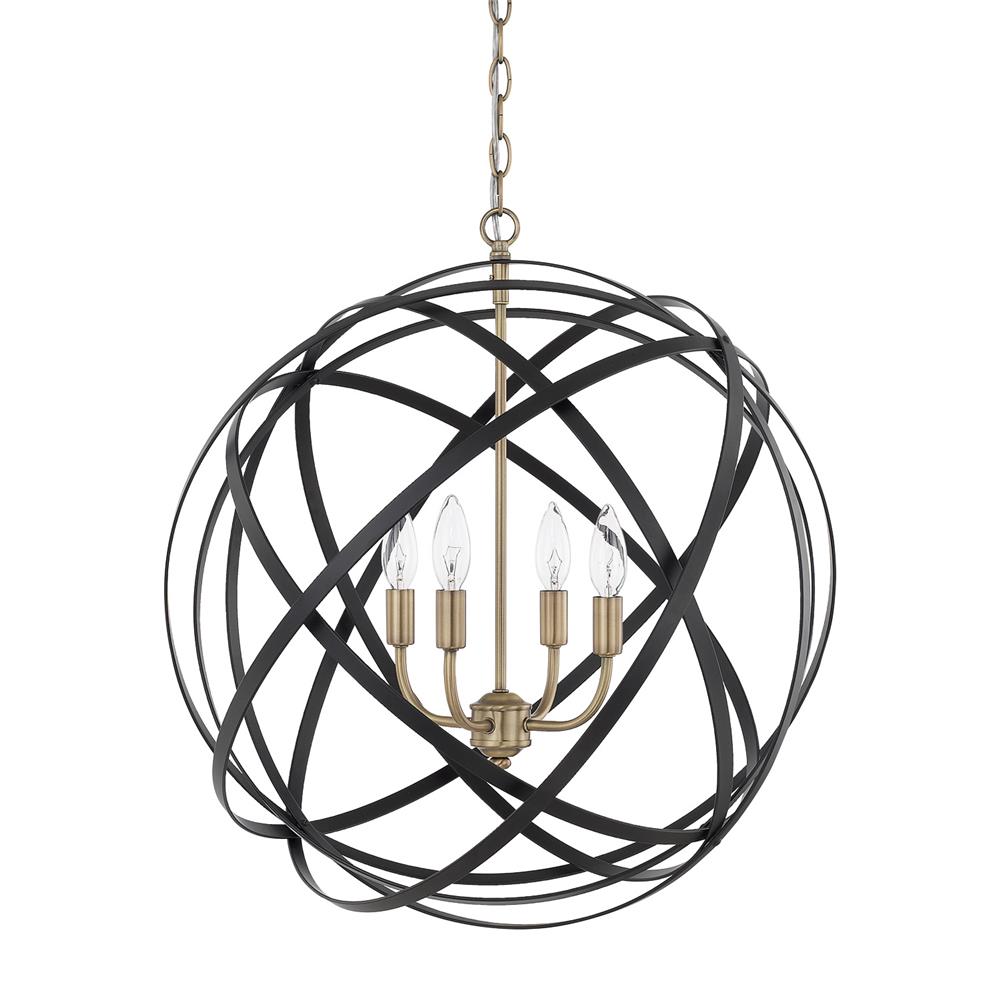 Capital Lighting 4234AB Axis 4 Light Pendant in Aged Brass and Black
