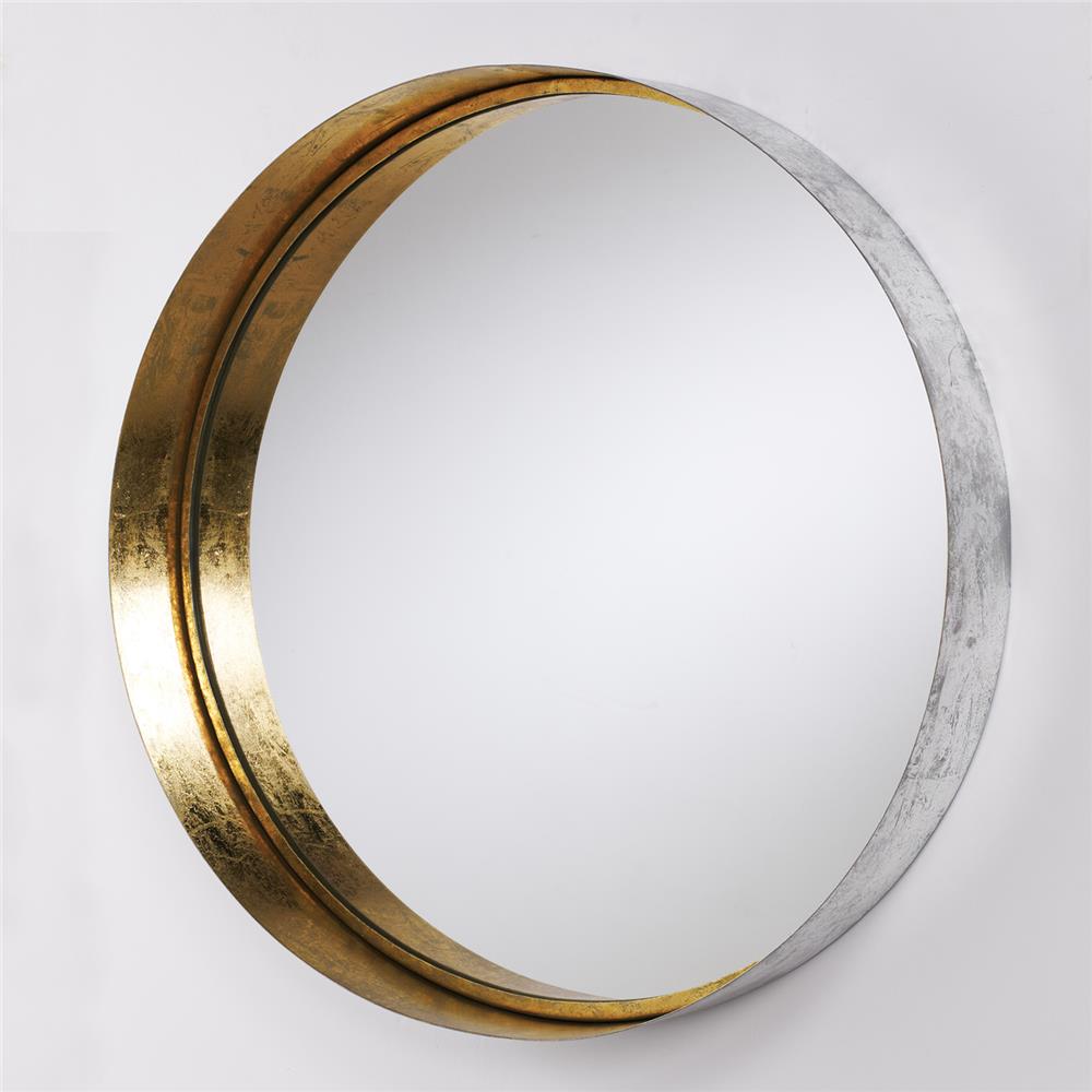 Capital Lighting 723301MM Mirrors Round Decorative Metal Frame Mirror in Silver Leaf & Gold Leaf 