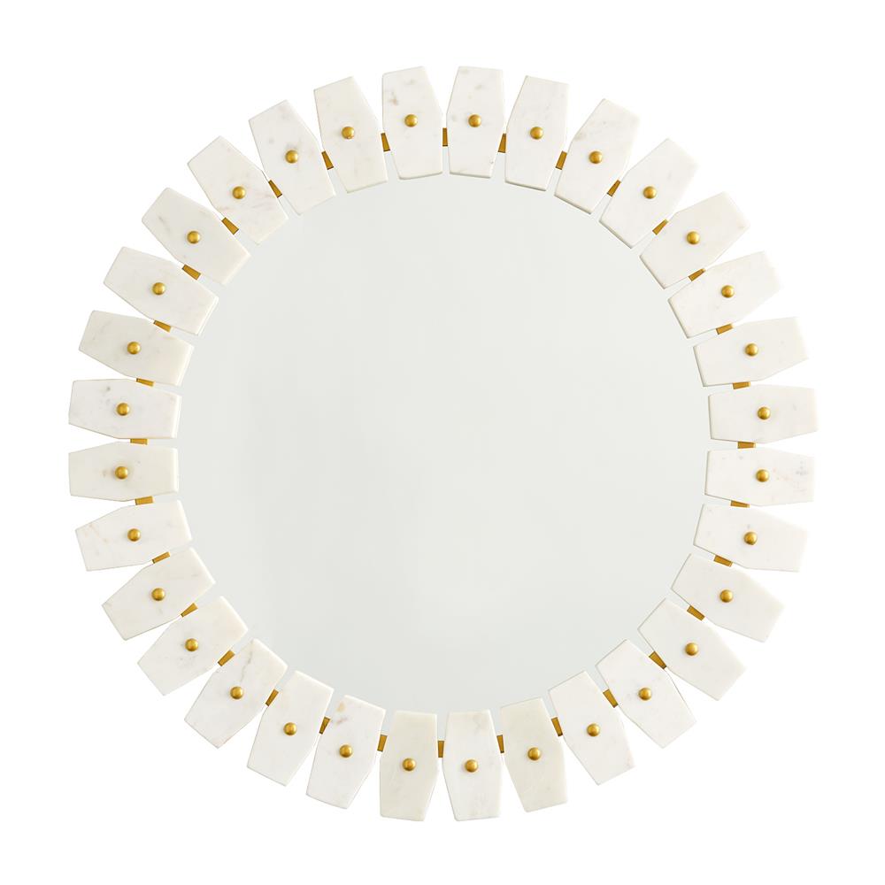 Capital Lighting 735404MM 28.5" Mirror Marble Frame Mirror in White Marble with Brushed Brass Metal